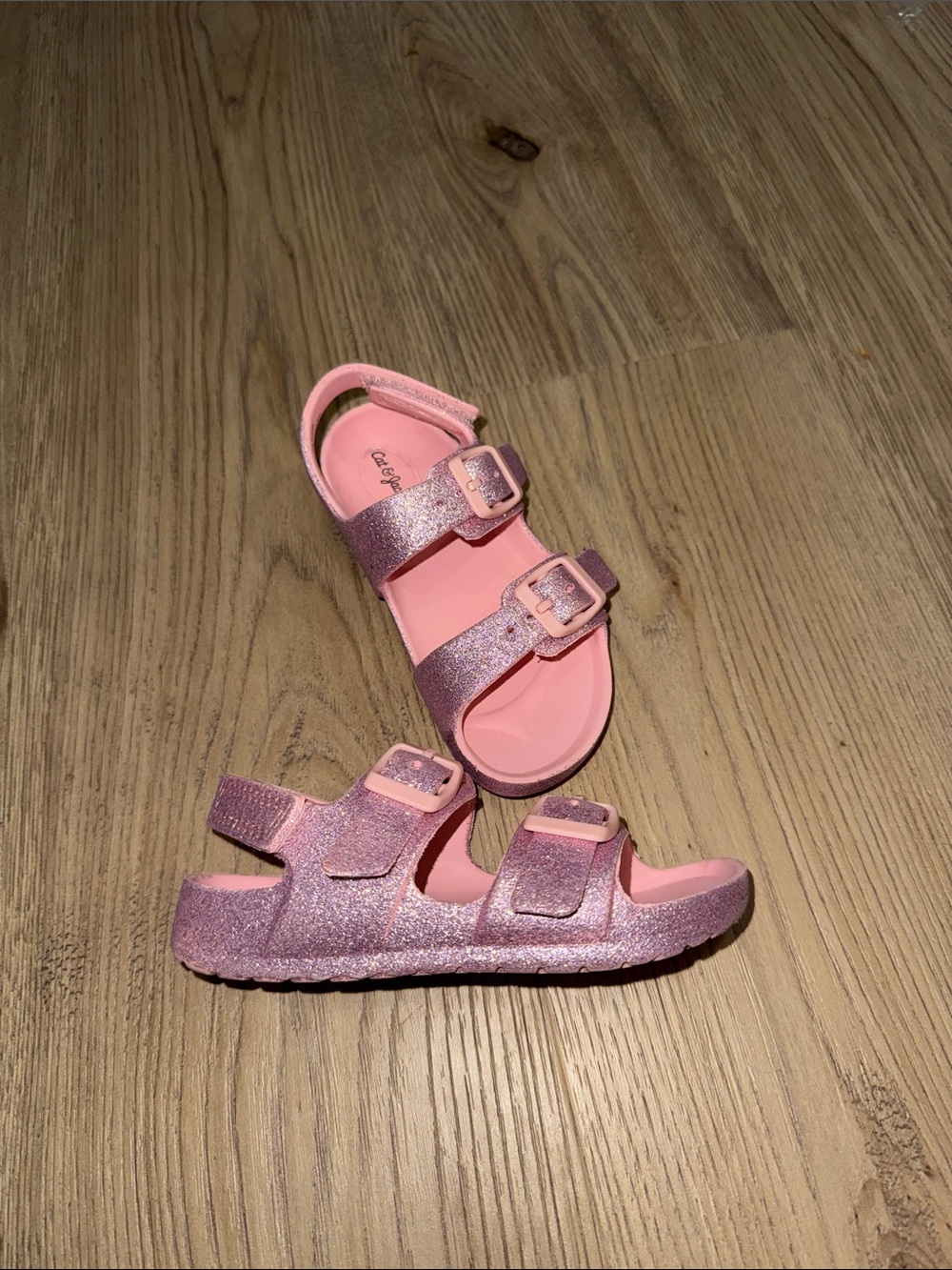 Girls pink sparkly glitter sandals size 10